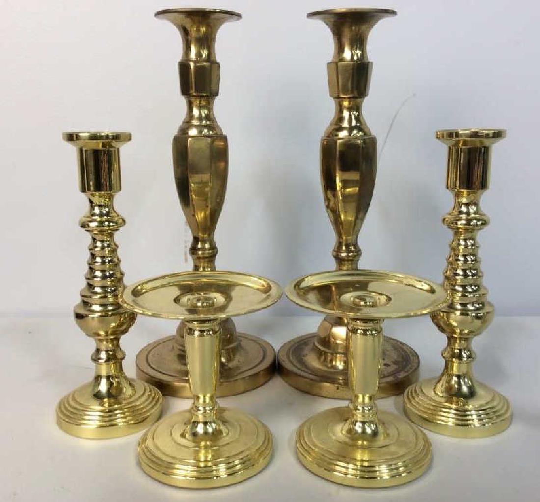 Lot 6 Gold Toned Brass Candlesticks (1 of 4)