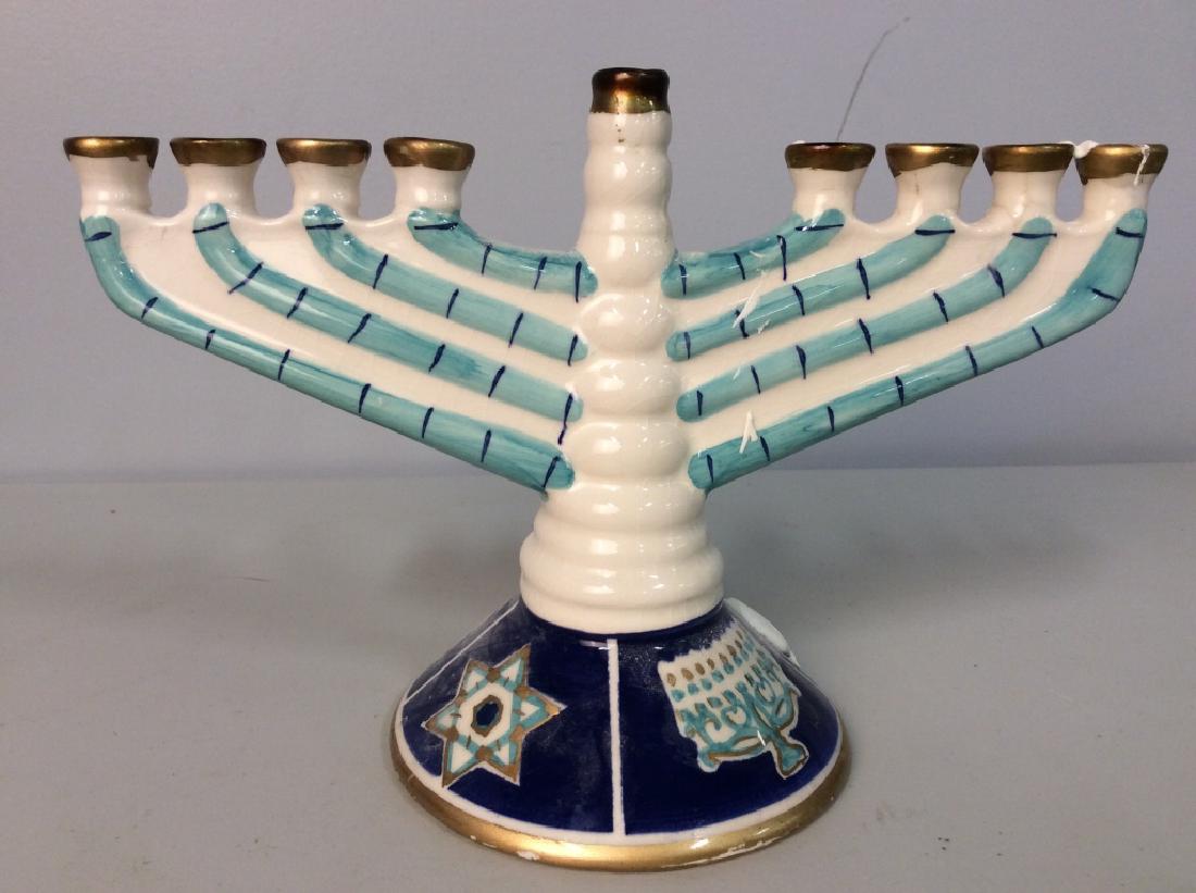 WORLD BAZAARS Porcelain Judaica Menorah (1 of 6)