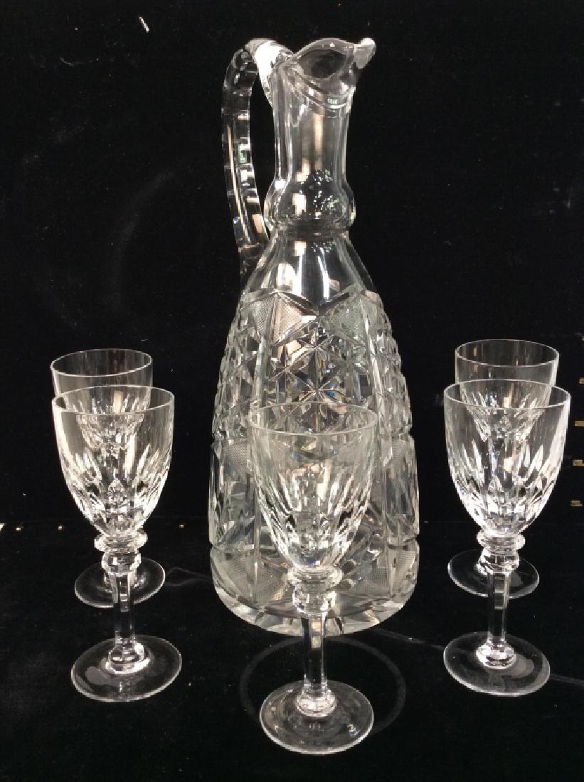 Lot 6 Cut Crystal Pitcher & Cordials (1 of 5)