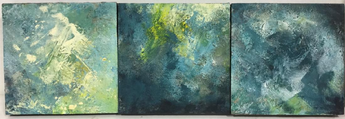 Lot 3 Signed Abstract Paintings On Canvas (1 of 9)