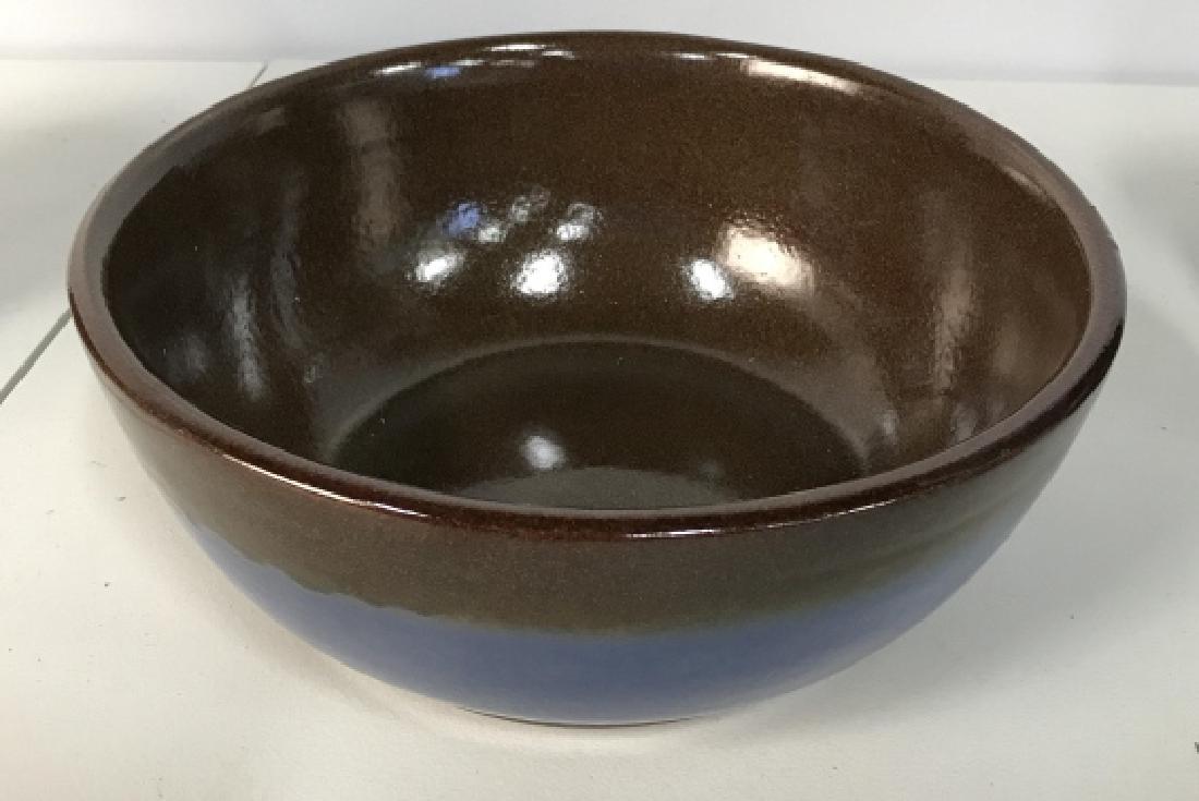 Brown Blue Glazed Ceramic Centerpiece Bowl (1 of 8)