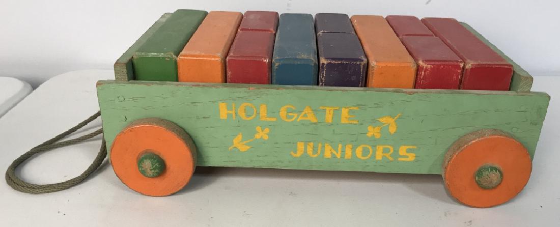 Lot 13 HOLGATE JUNIORS Wooden Wagon & Blocks (1 of 8)
