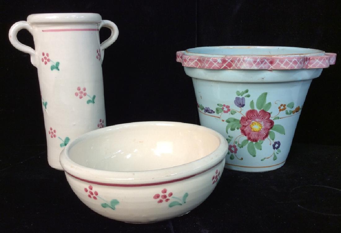 Lot 3 Italian Ceramic Planter Vessels & Bowl (1 of 5)