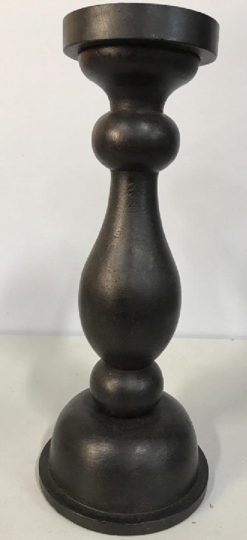 Tall Dark Wood Pillar Candle Holder (1 of 8)