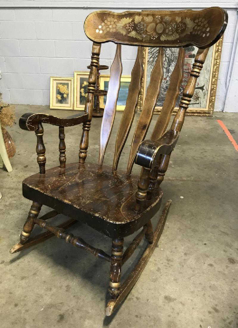 Vintage Rocking Chair With Stenciled Floral Motif