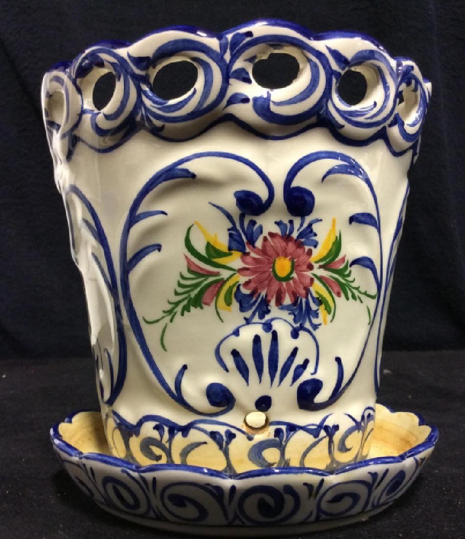 Portuguese Hand Painted Pottery Vase (1 of 7)