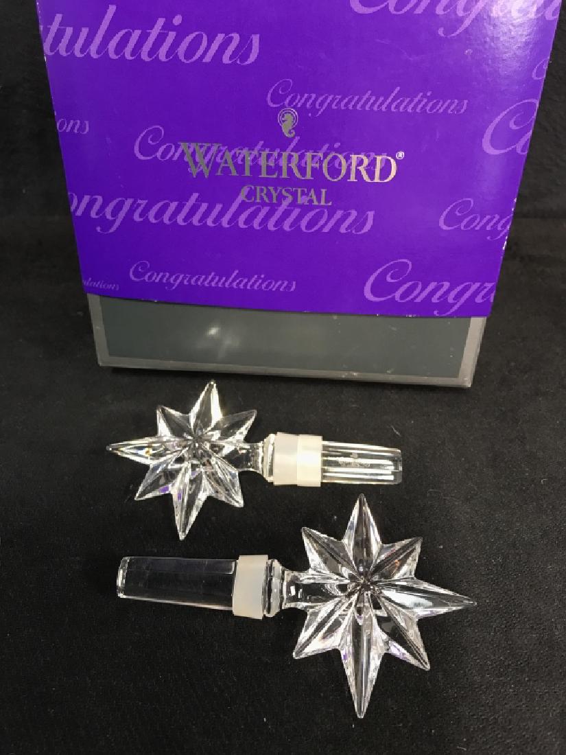 Pair Waterford Crystal Wine Stoppers In Box: Pair Waterford Crystal Wine Congratulations Stoppers In Box. Waterford Crystal. Leaded Crystal. Holiday Entertaining. Crystal Bottle Stoppers. Crystal barware. Crystal Star Wine Stoppers. A pair of Wa