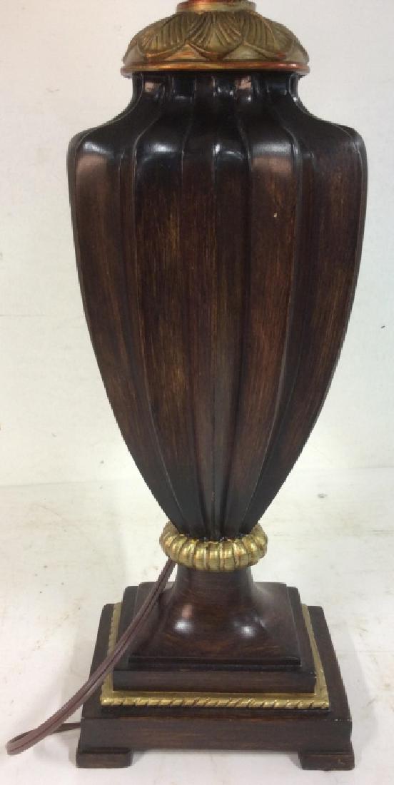 Brown & Gold Toned Carved Wooden Lamp (1 of 6)