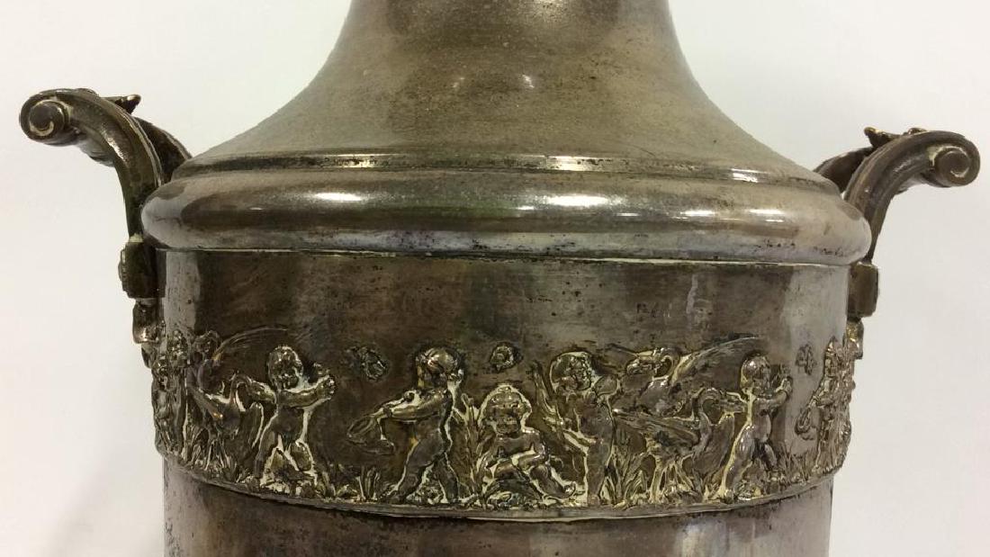 Large Thick Silver Pl Vase Intricate Detail France (1 of 10)