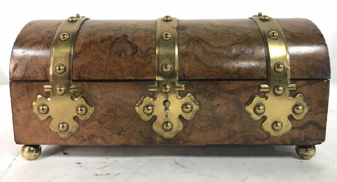 HALSTAFF & HANNAFORD Burl Wood & Brass Box (1 of 9)