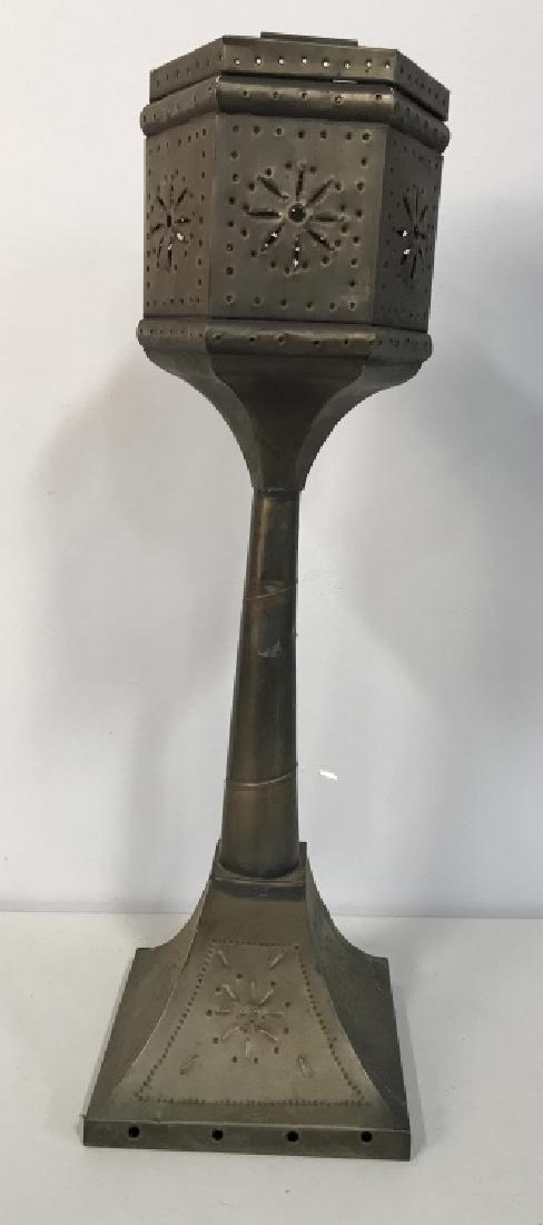 Pressed Pierced Metal Tall Candlestick (1 of 10)