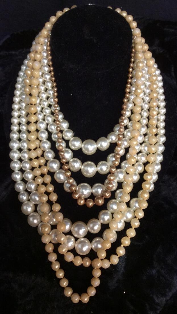 Lot 3 Faux Pearl Multistranded Necklaces (1 of 10)