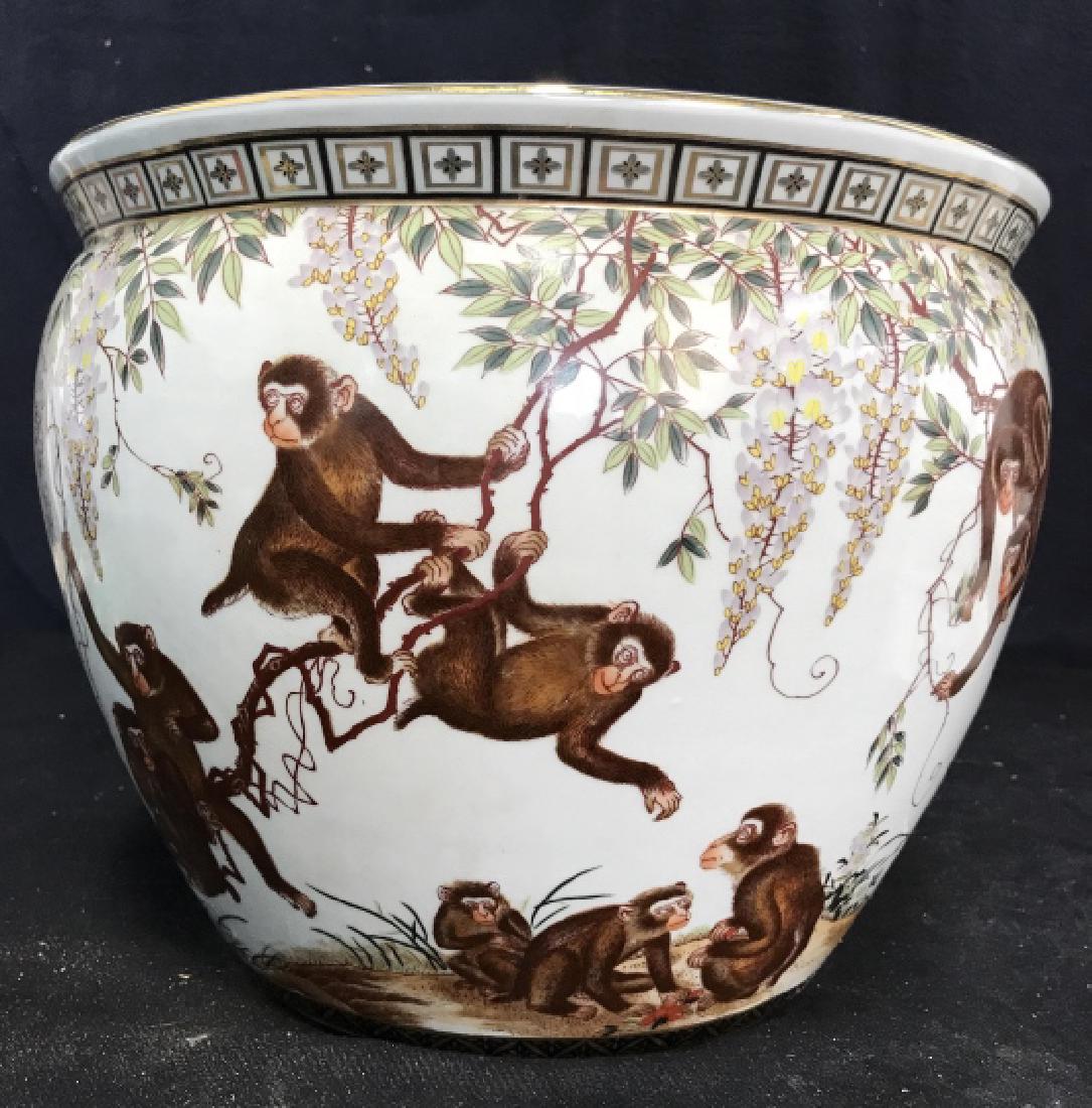 Signed Asian Porcelain Planter Monkeys (1 of 11)