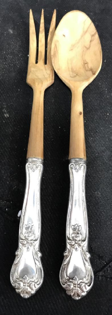 Sterling Silver Handled Wood Salad Servers (1 of 9)