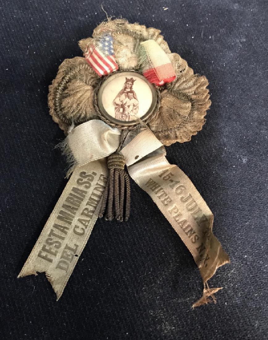 Antique Mother Child Porcelain Pin w Fabric (1 of 6)