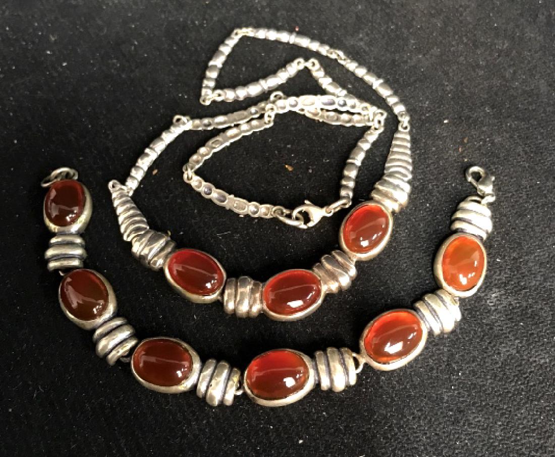 Sterling Silver and Stone Necklace Bracelet Set (1 of 12)