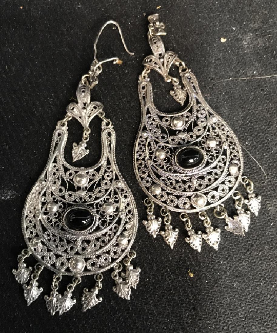 Pair Vintage Sterling Drop Dangle Filligree (1 of 7)