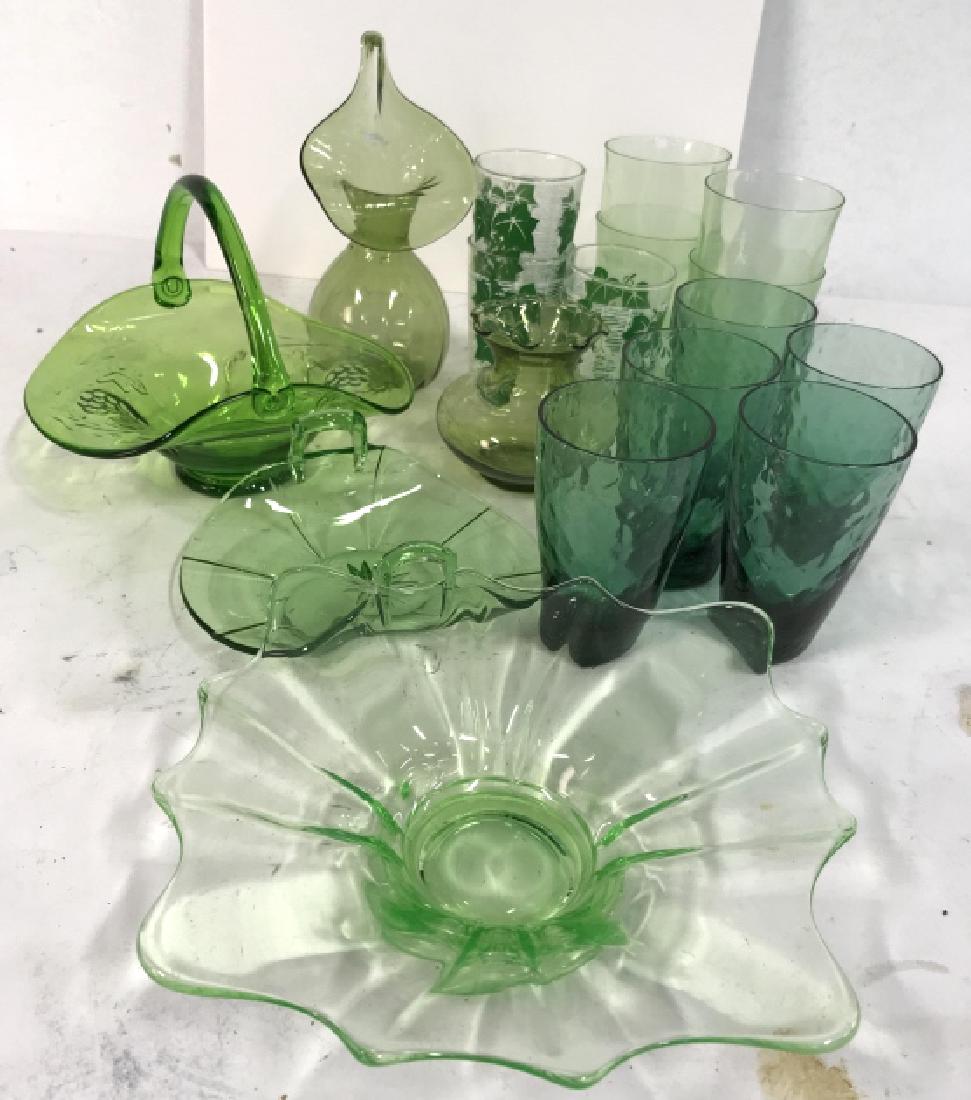 Group Lot Vintage Green Glassware (1 of 11)