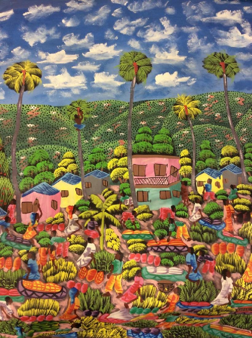 Signed Haitian Painting On Loose Canvas (1 of 10)