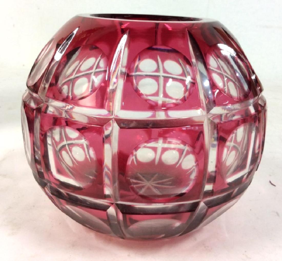 Signed Pink Bohemian Crystal Rose Bowl (1 of 10)