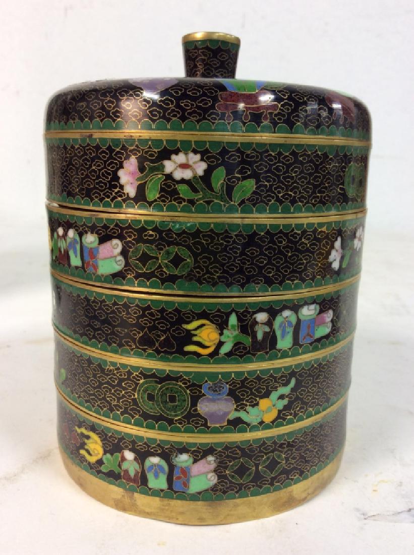 Asian Cloisonne Enamel Stacking Boxes (1 of 8)