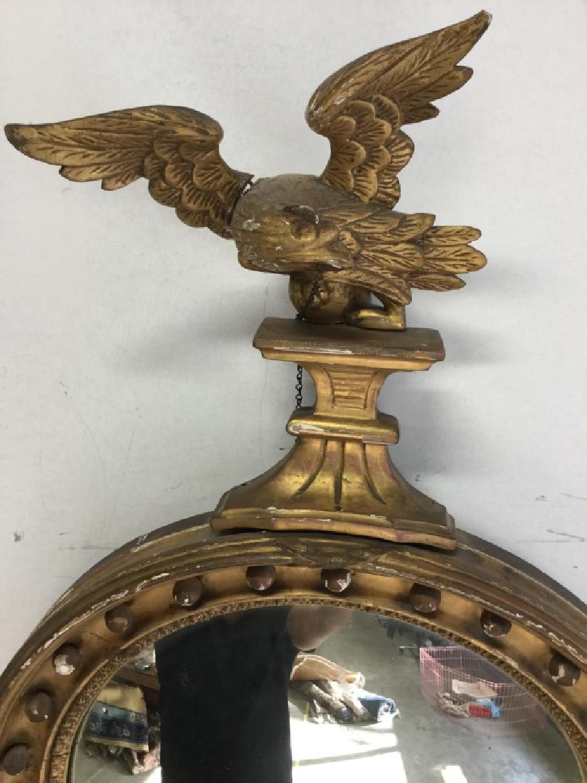 Gold Toned Round Vintage Mirror W Bird Figural (1 of 8)