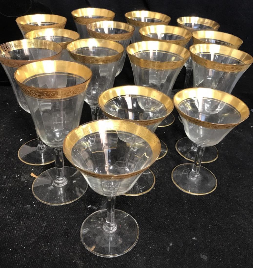 Gold Toned Rimmed Crystal Stemware