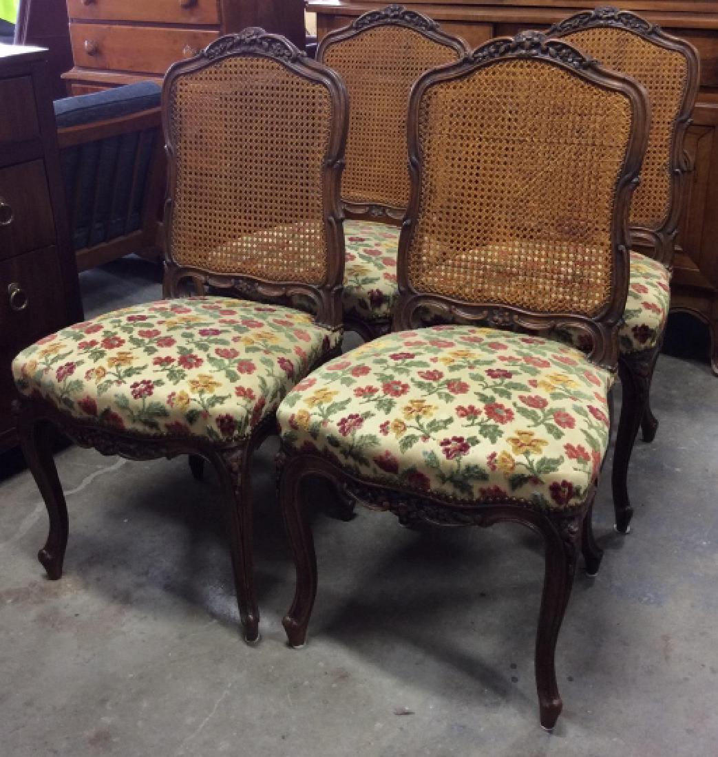 Set 4 Upholstered Dining Chairs W Caned Back (1 of 8)