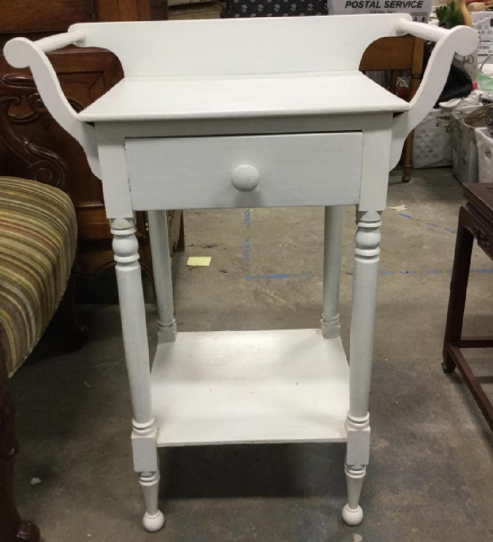 White Toned Carved Wooden Side Table W Handles (1 of 6)