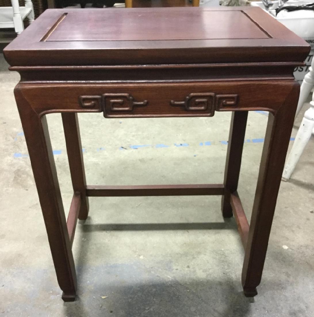 Brown Toned Carved Wooden Oriental Side Table (1 of 6)