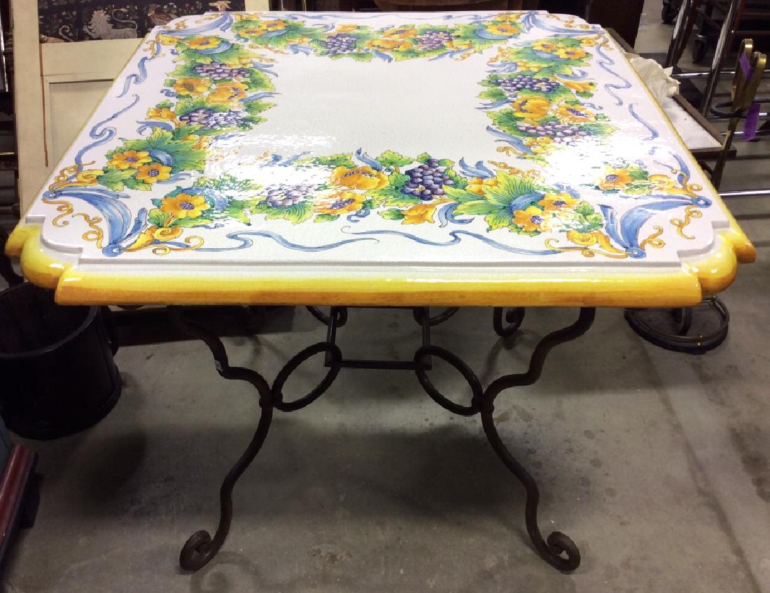 Hand Painted Ceramic & Iron Dining Table (1 of 10)