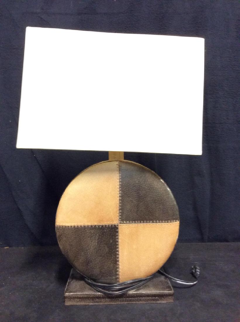 Contemporary Leather Disc Form Lamp (1 of 9)