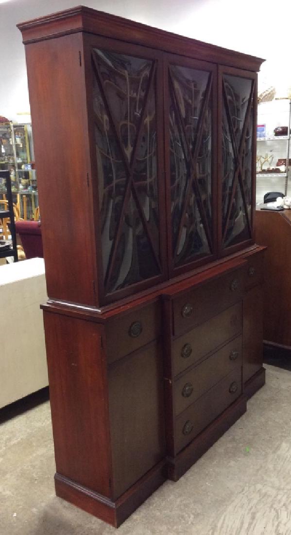 Brown Toned Wooden Hutch W Pullout Desk (1 of 8)