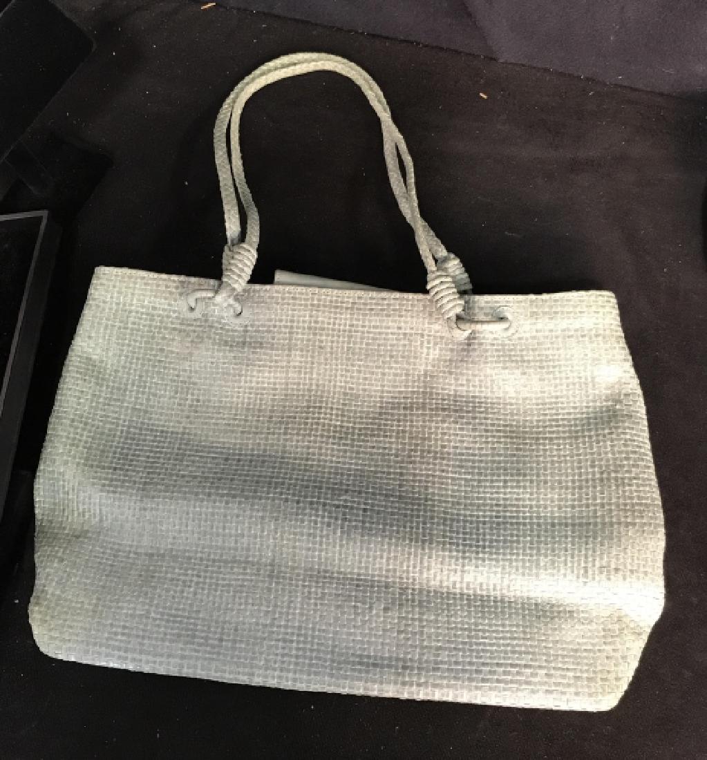 PONS QUINTANA  Aqua Leather Weave Tote Bag (1 of 15)