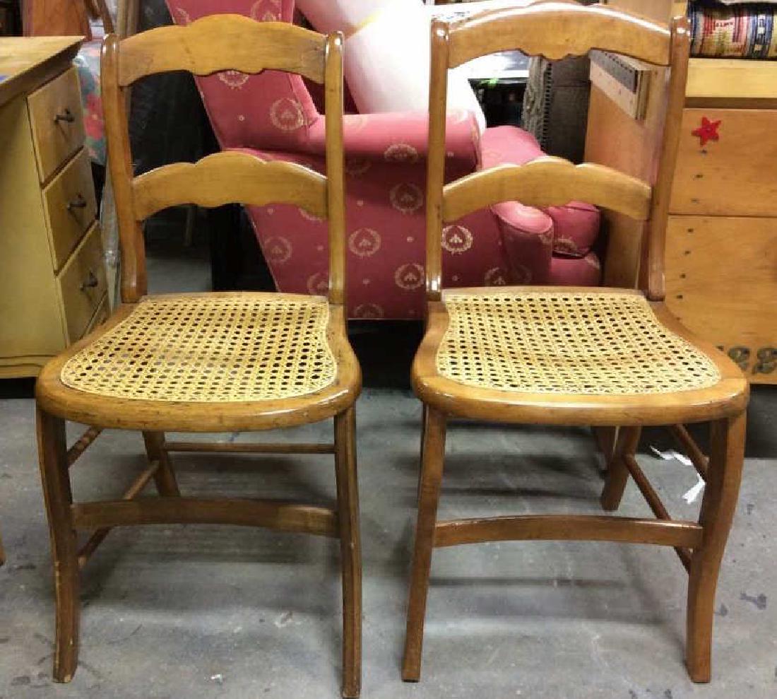Lot 2 Vintage Wooden Chairs W Caning (1 of 7)