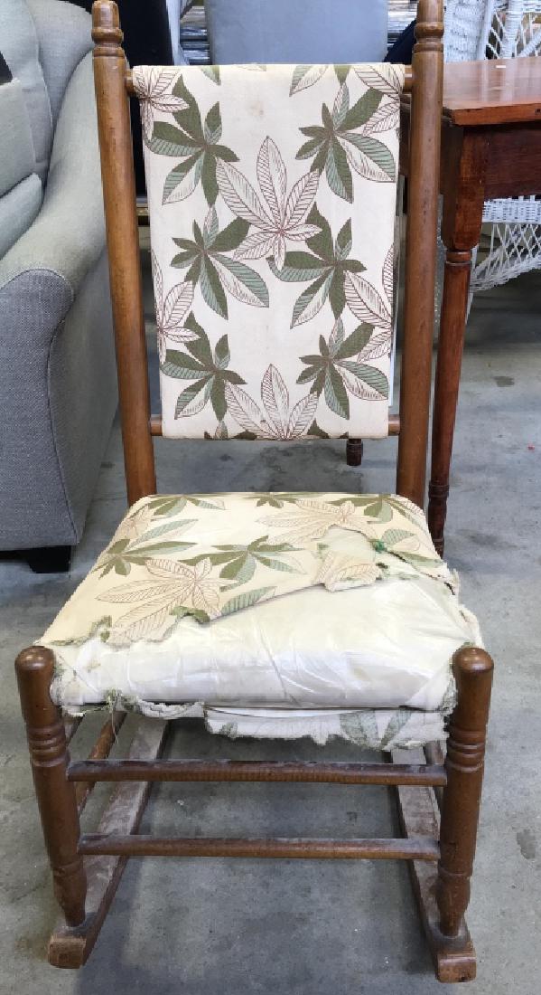 Carved Wooden Rocking Chair W Upholstery (1 of 6)