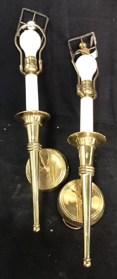Pair Brass Torch Form Wall Sconces (1 of 10)