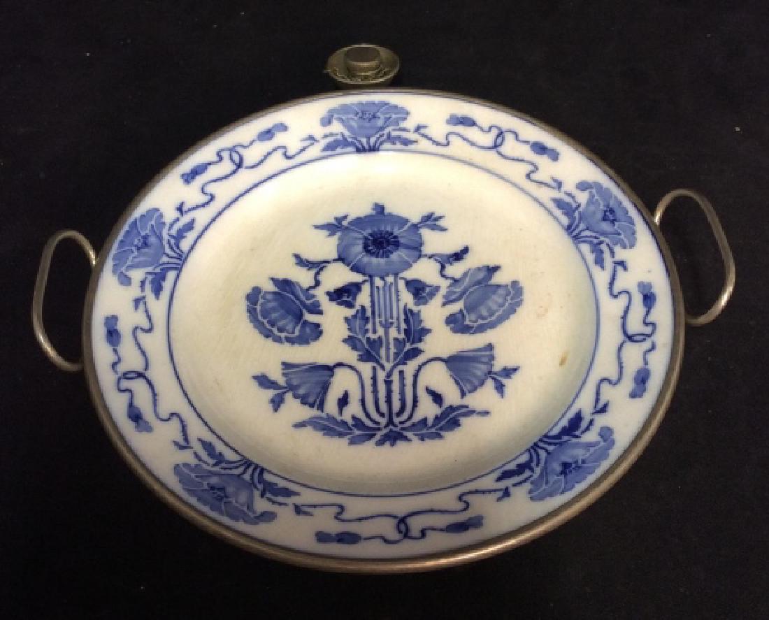 Blue White Porcelain w Silver Pl Server (1 of 5)