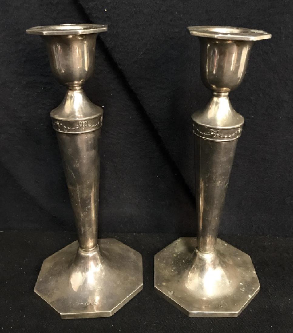 Pair Walker & Hall English Silver Candlesticks (1 of 9)