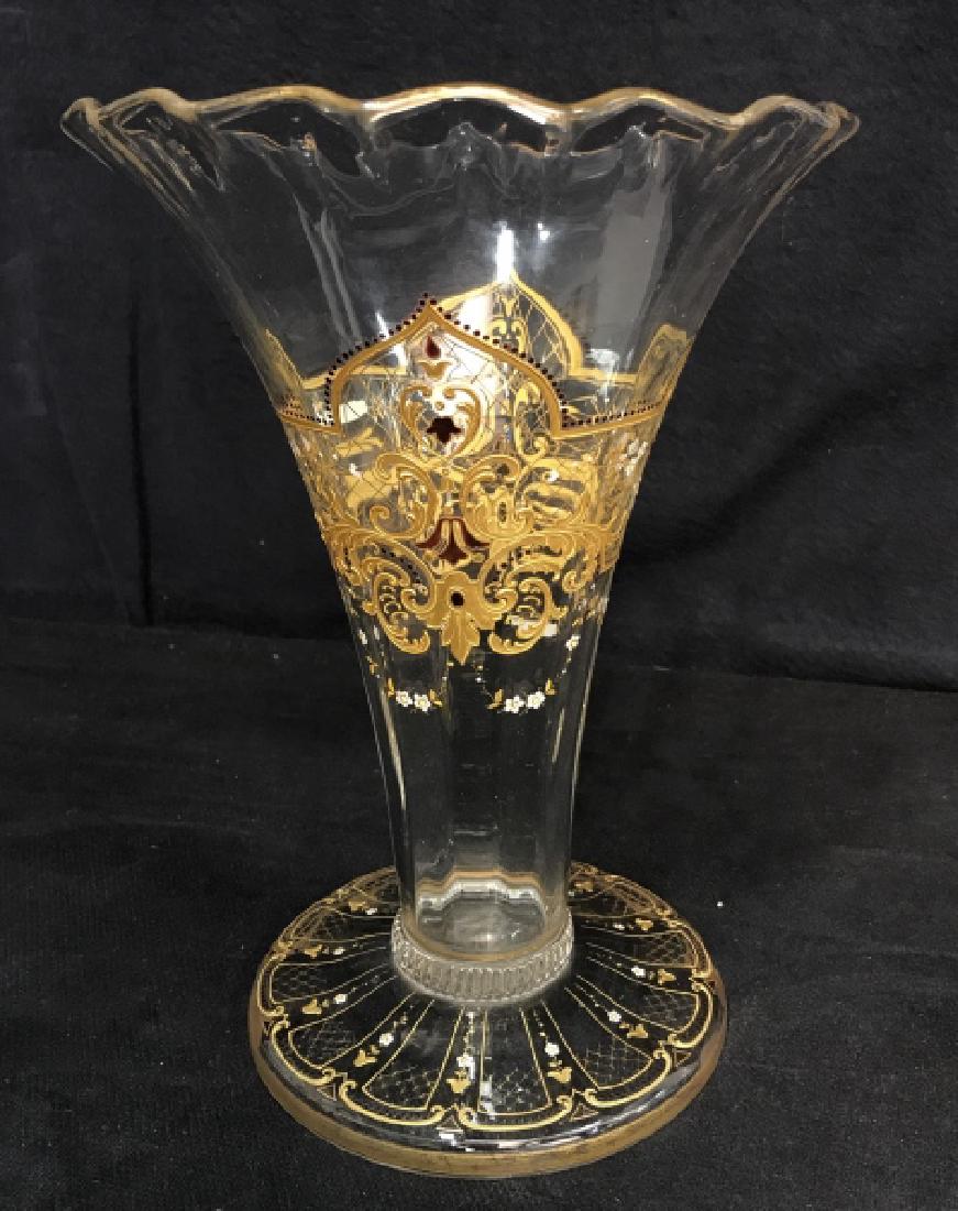 Hand Blown Gold Accented Art Glass Vase (1 of 5)