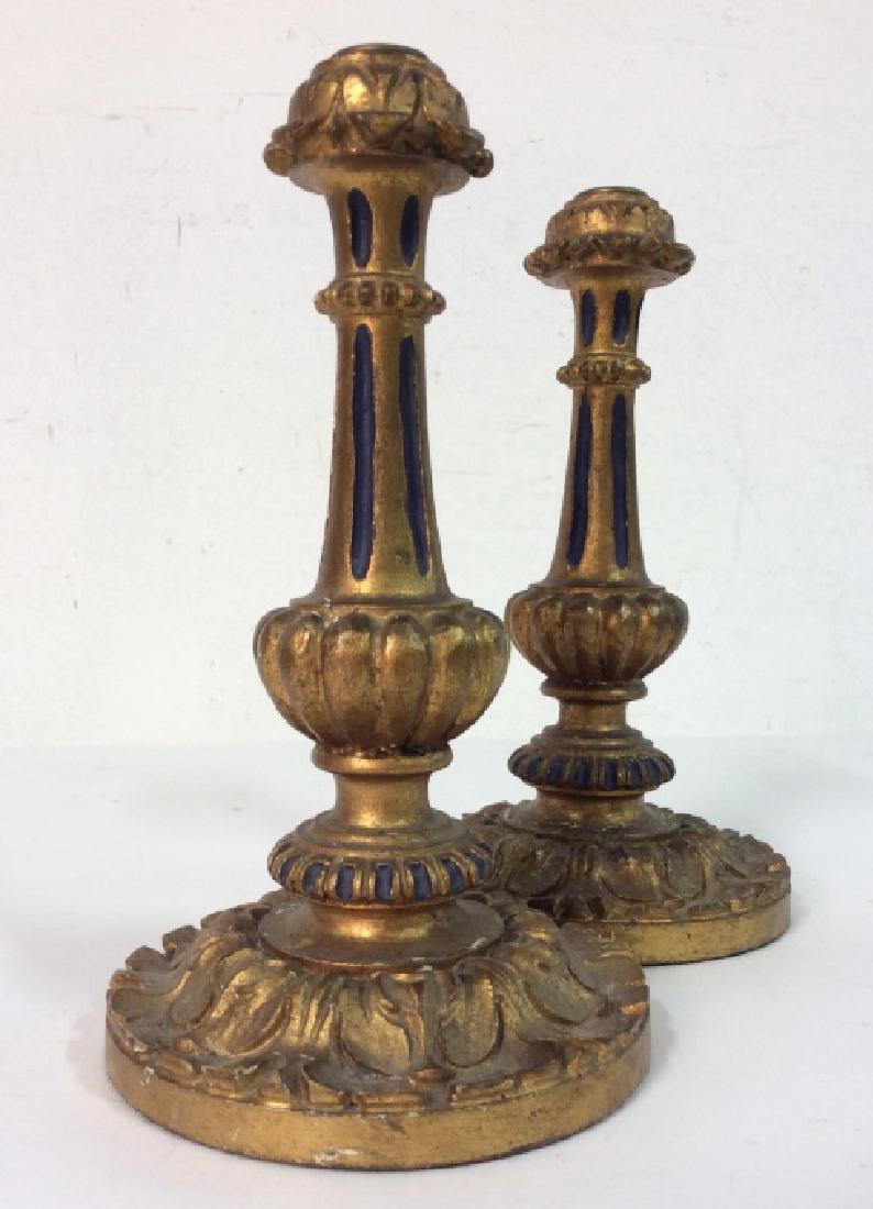 Antique Pair Carved Gilded Candlesticks,19th C (1 of 12)