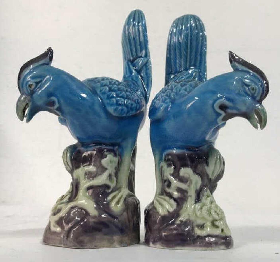Pair Blue Violet  Asian Ceramic Birds (1 of 9)