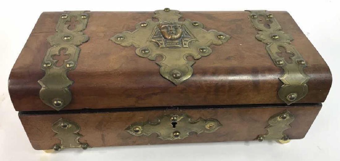Burl Wood Brass Lidded Keepsake Box (1 of 14)