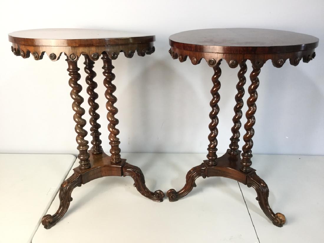 Pair Antique Round Side Tables, English C 1840 (1 of 18)