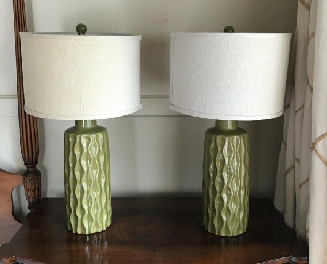 Pair Contemporary Green Ceramic Lamps (1 of 11)