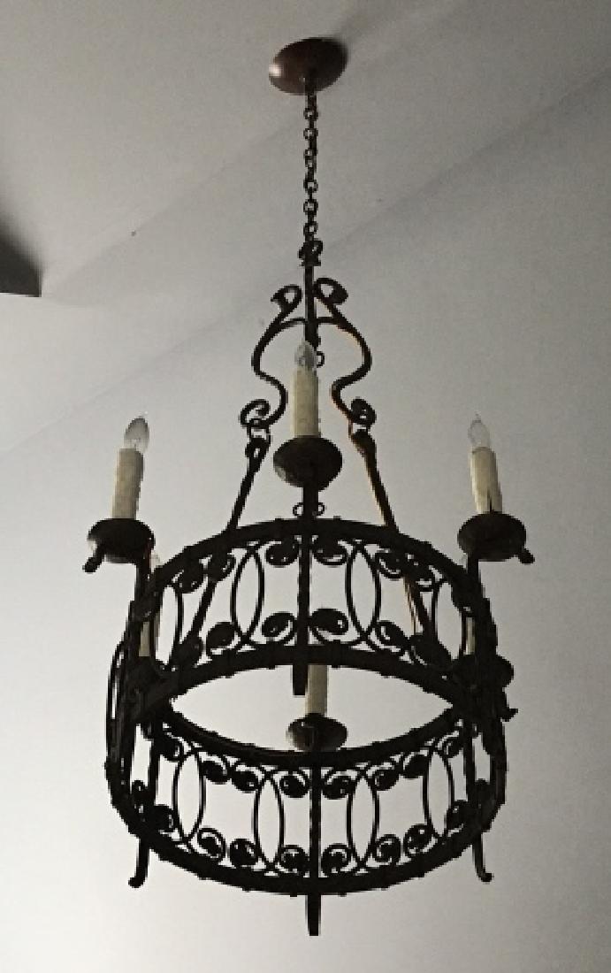 Antique Wrought Iron Chandelier, Circa 1930 (1 of 14)