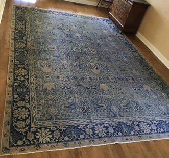 AMRITSAR Handmade Oriental Wool Carpet: Indian Amritsar room size carpet, wool with cotton foundation, hand made, Room size carpet, measures 9ft7inc by 13 ft 8 inches, originally purchased from Safavieh Carpets, independently appraised