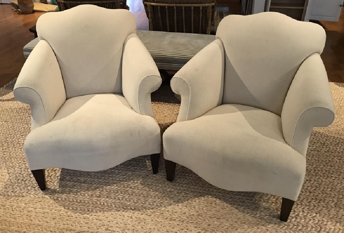 Designer Pair Art Deco Upholstered Club Chairs (1 of 12)