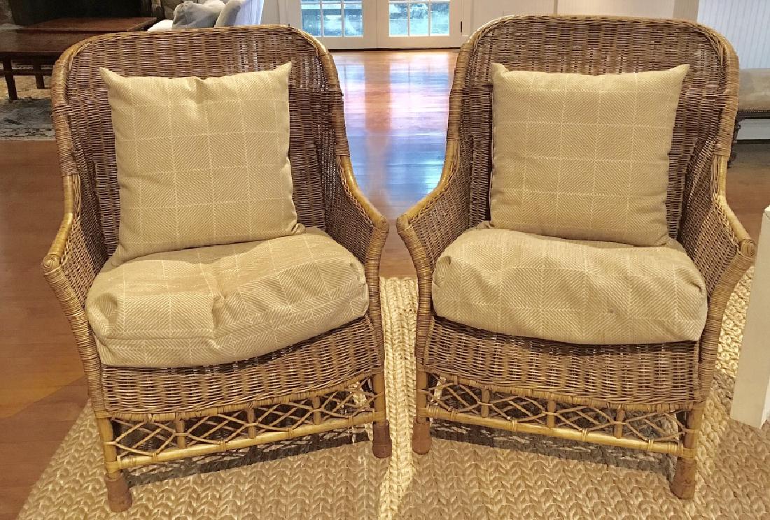 Pair Oversize Rattan and Bamboo Armchairs (1 of 12)