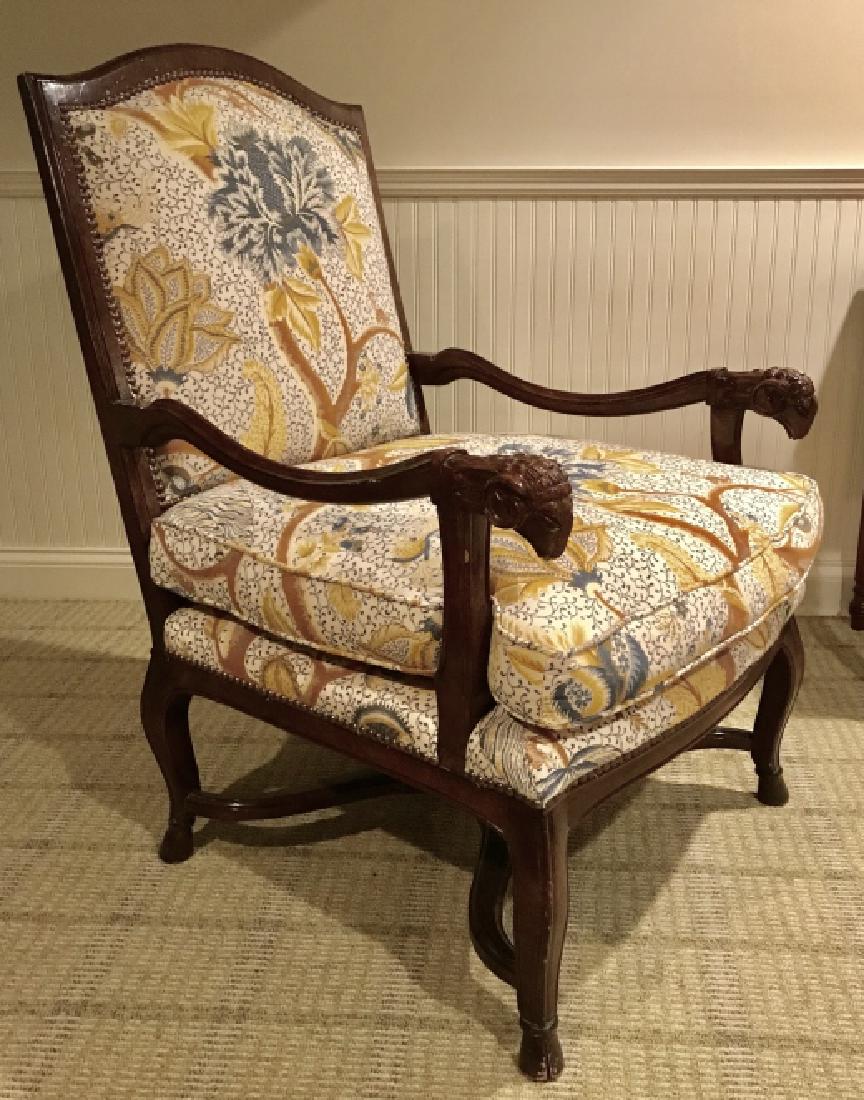 Upholstered Lolling Chair with Rams Heads (1 of 16)